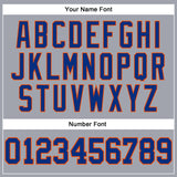 Custom Gray Royal-Orange Long Sleeve Performance T-Shirt