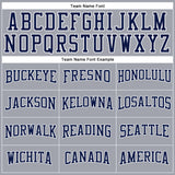Custom Gray Navy-White Long Sleeve Performance T-Shirt