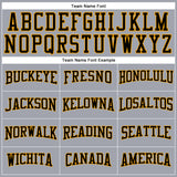 Custom Gray Black-Gold Long Sleeve Performance T-Shirt