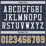 Custom Navy Old Gold-White Mesh Authentic Throwback Football Jersey