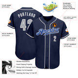 Custom Navy Gray-White Authentic Baseball Jersey