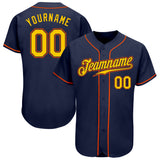 Custom Navy Gold-Orange Authentic Baseball Jersey