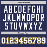 Custom Navy White-Gold Authentic Throwback Basketball Jersey