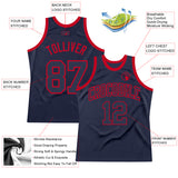 Custom Navy Navy-Red Authentic Throwback Basketball Jersey