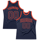 Custom Navy Navy-Orange Authentic Throwback Basketball Jersey