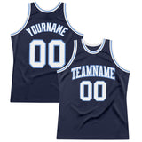 Custom Navy White-Light Blue Authentic Throwback Basketball Jersey