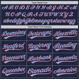 Custom Navy Red-Light Blue Authentic Baseball Jersey