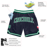 Custom Navy Kelly Green-White Authentic Throwback Basketball Shorts