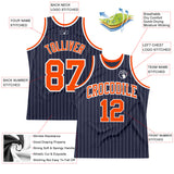 Custom White Orange Pinstripe Blue-Orange Authentic Basketball Jersey Sale  – UKSN INC