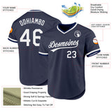 Custom Navy White Authentic Throwback Baseball Jersey