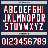Custom Navy White-Red Authentic Throwback Basketball Jersey