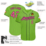 Custom Neon Green Black Pinstripe Pink-Black Authentic Baseball Jersey