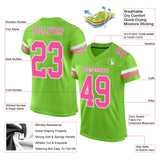 Custom Neon Green Pink-White Mesh Authentic Football Jersey