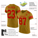 Custom Old Gold Red Mesh Authentic Football Jersey