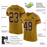 Custom Old Gold Black-Orange Mesh Authentic Football Jersey