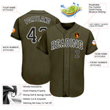 Custom Olive Black-White Authentic Salute To Service Baseball Jersey