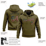 Custom Stitched Olive Vintage USA Flag-Black American Flag Sports Pullover Sweatshirt Salute To Service Hoodie