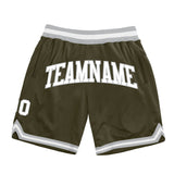 Custom Olive White-Gray Authentic Throwback Salute To Service Basketball Shorts