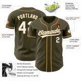 Custom Olive White-Old Gold Authentic Salute To Service Baseball Jersey