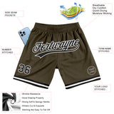 Custom Olive Black-White Authentic Throwback Salute To Service Basketball Shorts
