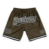 Custom Olive Black-White Authentic Throwback Salute To Service Basketball Shorts