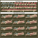 Custom Olive Vintage USA Flag Cream-Crimson Authentic Salute To Service Baseball Jersey