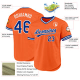 Custom Orange Royal-White Authentic Throwback Baseball Jersey