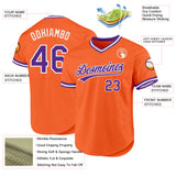 Custom Orange Purple-White Authentic Throwback Baseball Jersey