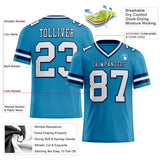 Custom Panther Blue White-Navy Authentic Football Jersey