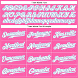 Custom Pink White-Light Blue Authentic Baseball Jersey