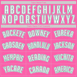 Custom Pink White-Kelly Green Authentic Baseball Jersey