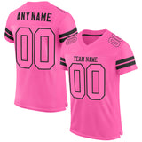 Custom Pink Pink-Black Mesh Authentic Football Jersey