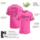 Custom Pink Pink-Black Authentic Baseball Jersey