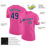 Custom Pink Navy-White Performance T-Shirt
