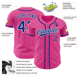 Custom Pink White Pinstripe Royal Authentic Baseball Jersey