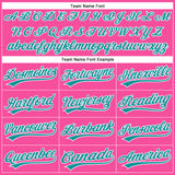 Custom Pink White Pinstripe Teal Authentic Baseball Jersey