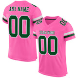 Custom Pink Green-White Mesh Authentic Football Jersey
