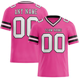 Custom Pink White-Black Mesh Authentic Football Jersey