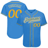 Custom Powder Blue Gold-White Authentic Baseball Jersey