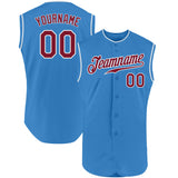 Custom Powder Blue Crimson-White Authentic Sleeveless Baseball Jersey