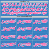 Custom Powder Blue Pink-White Authentic Baseball Jersey