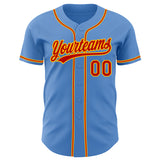 Custom Powder Blue Red-Gold Authentic Baseball Jersey