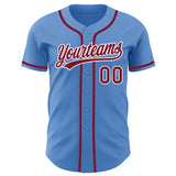Custom Powder Blue Crimson-White Authentic Baseball Jersey