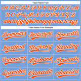 Custom Powder Blue White Pinstripe Orange Authentic Baseball Jersey