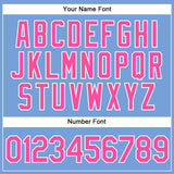 Custom Powder Blue White Pinstripe Pink Authentic Baseball Jersey