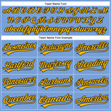 Custom Powder Blue Black Pinstripe Gold Authentic Baseball Jersey