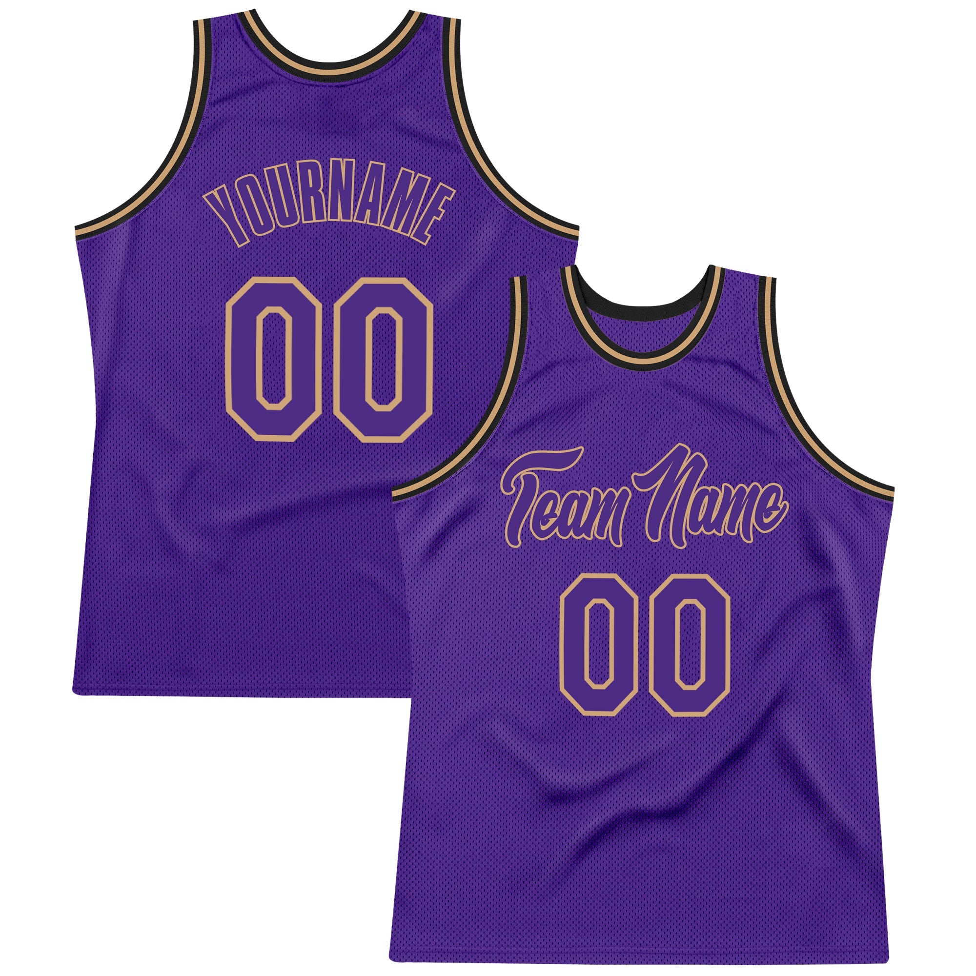 Custom Purple Purple-Old Gold Authentic Throwback Basketball Jersey