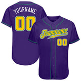 Custom Purple Gold-Kelly Green Authentic Baseball Jersey