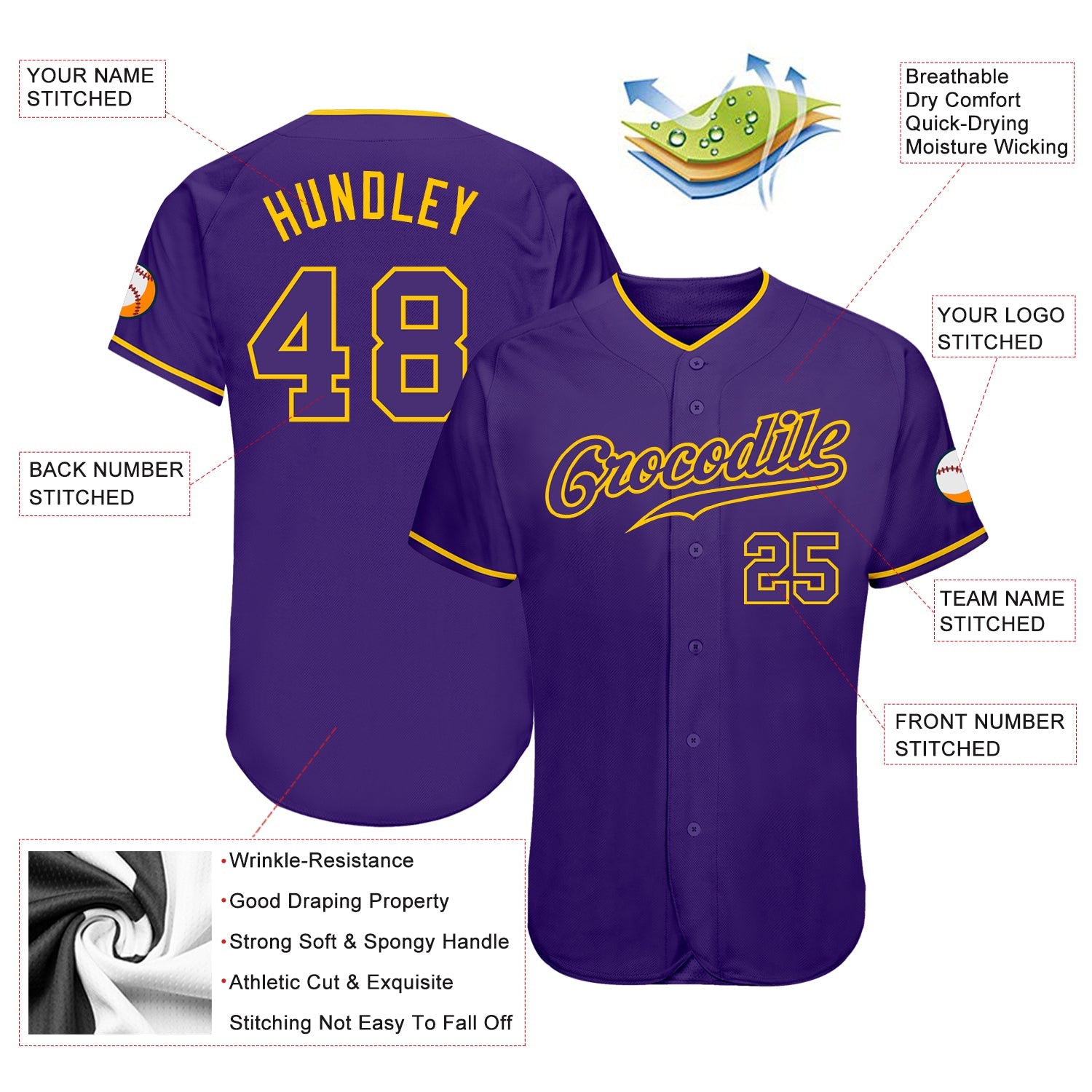 Custom Purple Purple Gold Authentic Baseball Jersey Sale Online UKSN INC