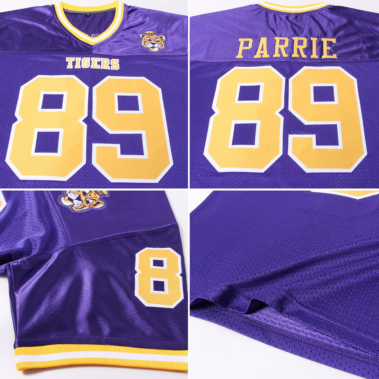 Custom Purple Gold-White Mesh Authentic Throwback Football Jersey